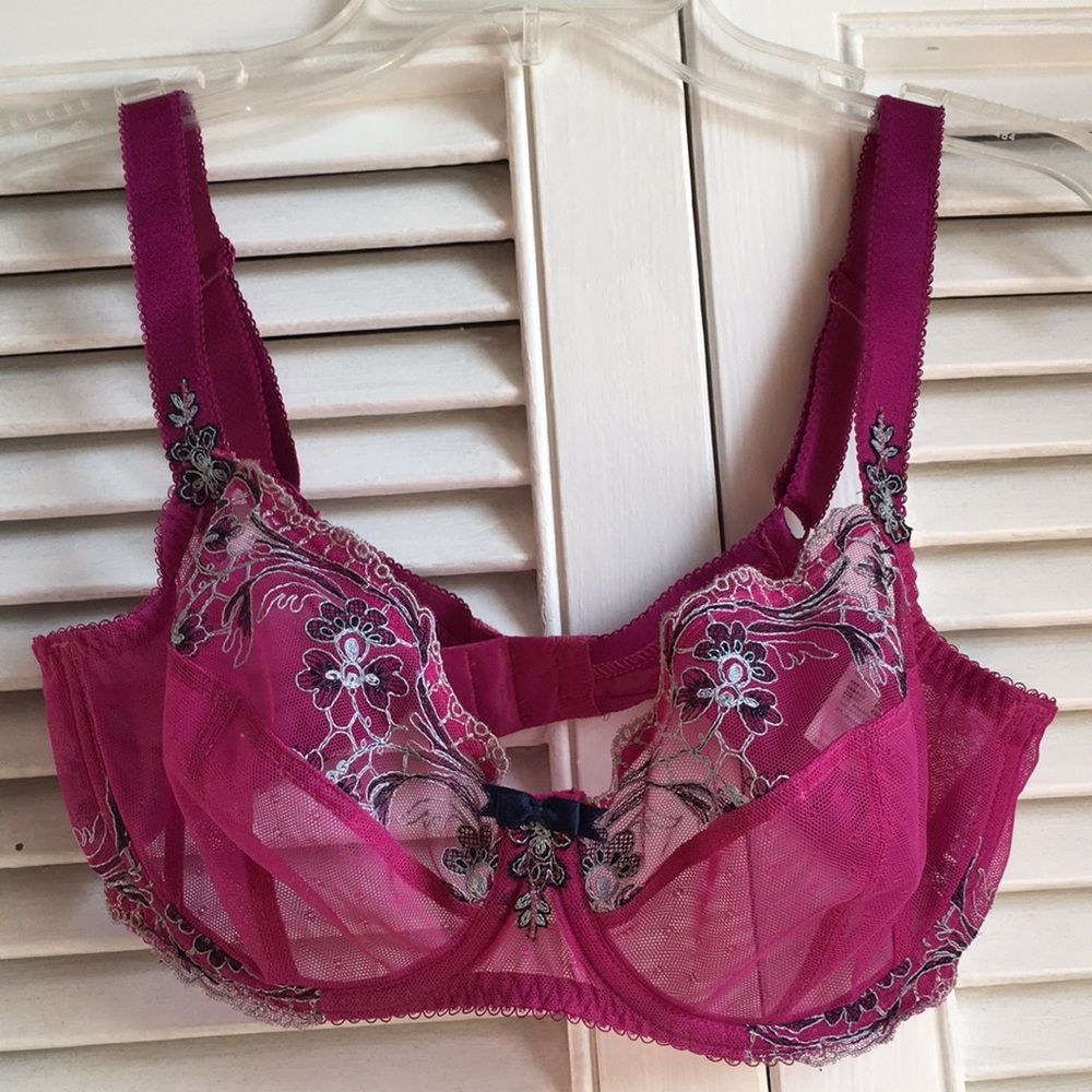 Gorgeous pink lace and mesh Fantasie bra 32F UK sz